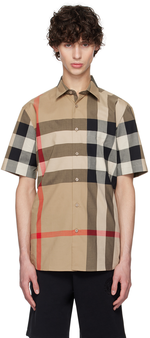 Shop Burberry Beige Check Shirt In Archive Beige Ip Chk