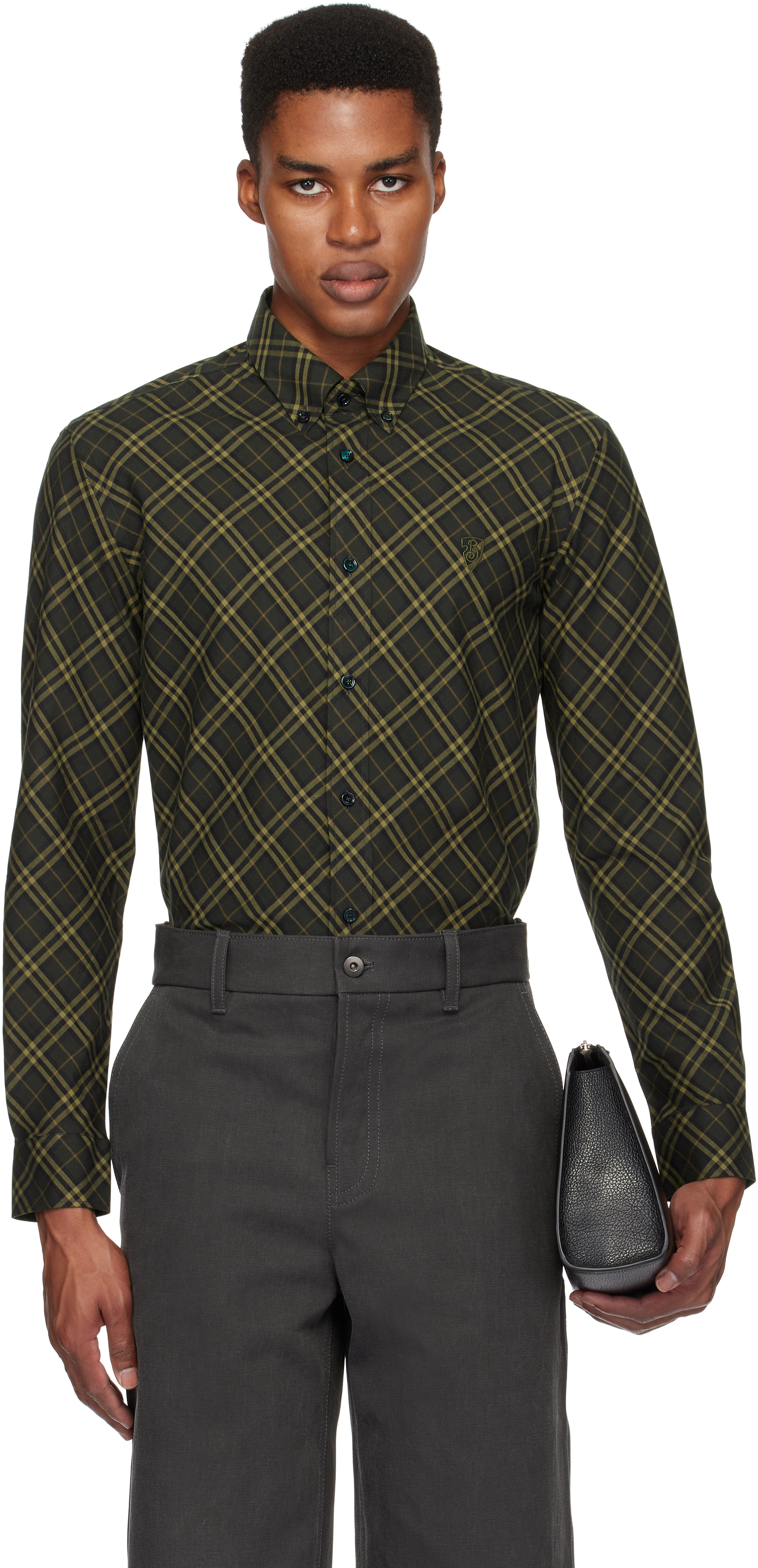 Khaki Check Cotton Shirt