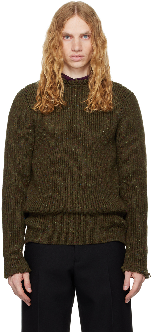 Shop Burberry Green Wool Sweater In Furrow