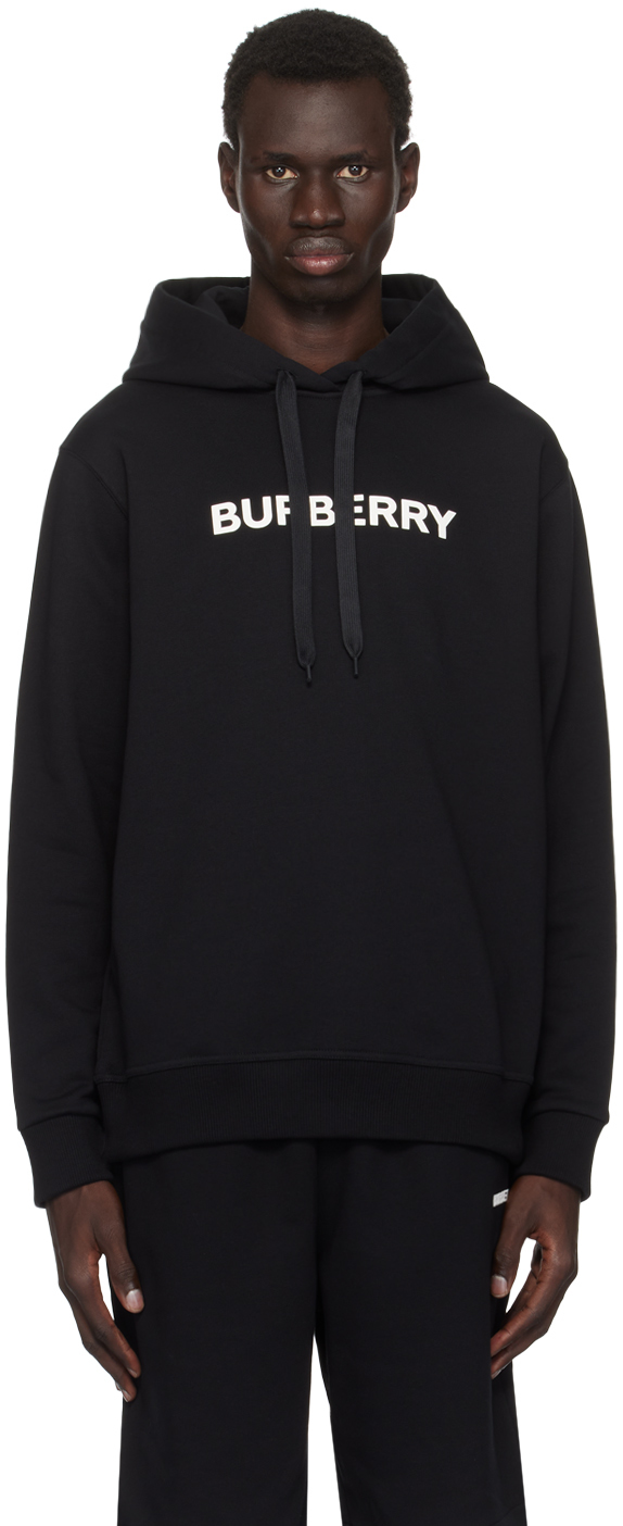 Black Logo Cotton Hoodie