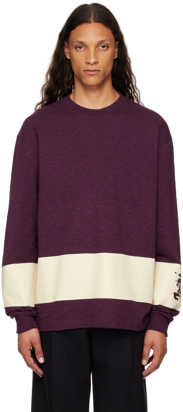 【関税込み】Burberry パープル EKD ライン 長袖Tシャツ Burberryのパープル EKD ライン 長袖Tシャツがセール中