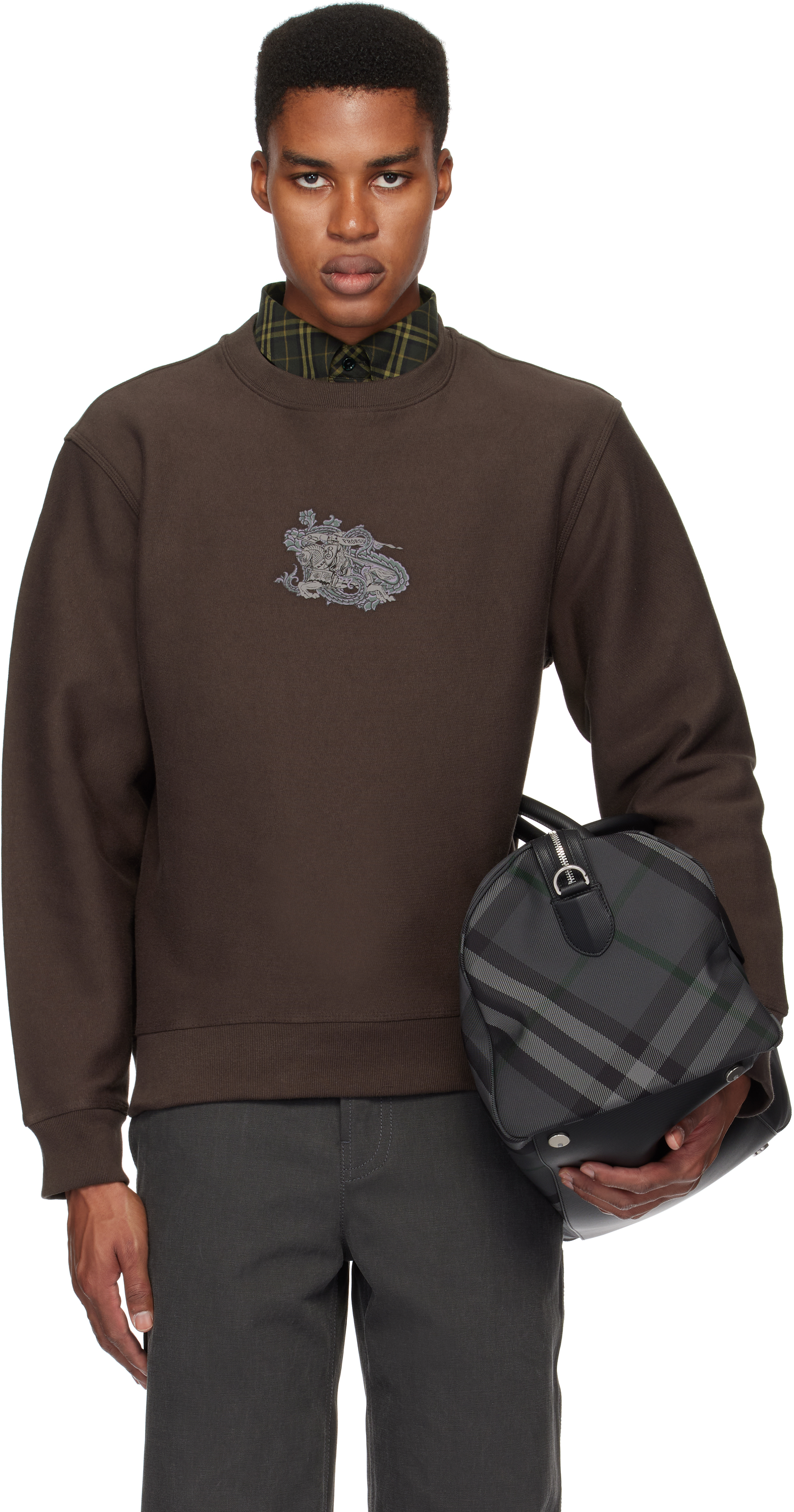 BURBERRY Brown Cotton Blend Sweatshirt Burberry - Logo