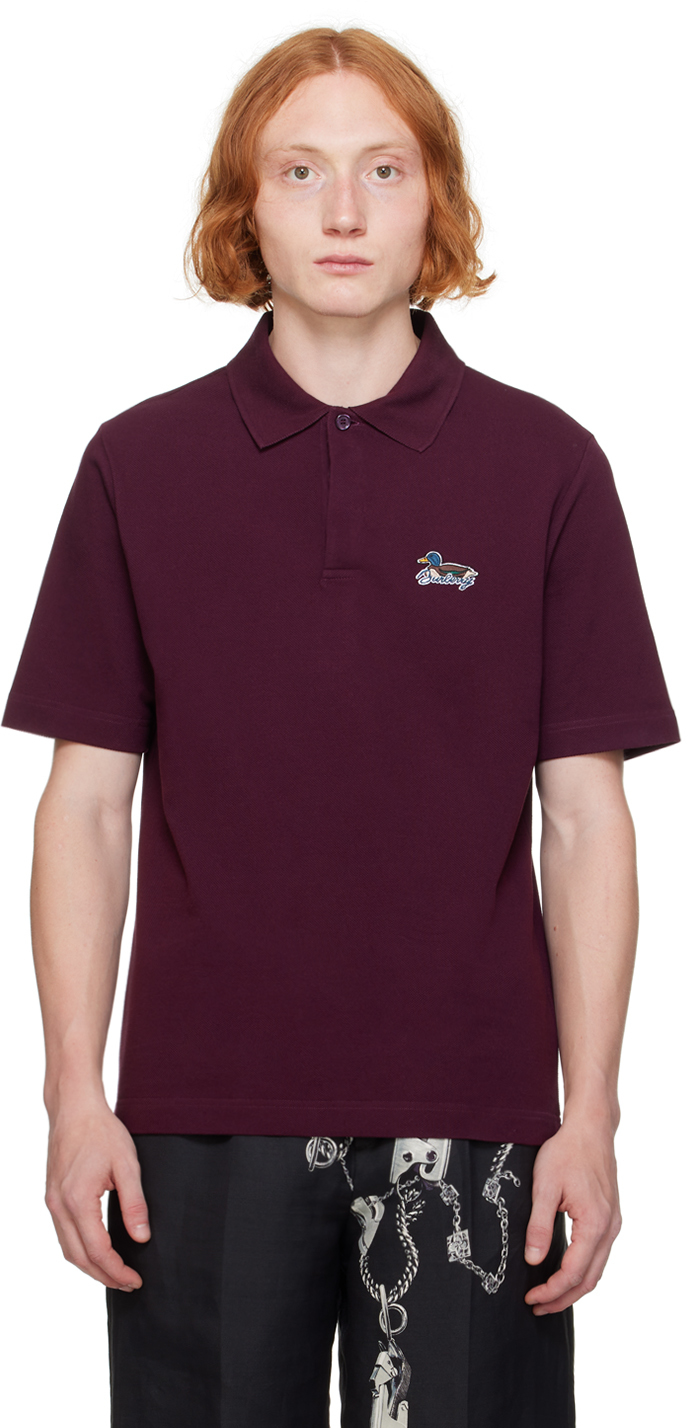 Shop Burberry Purple Embroidered Logo Polo In Pansy