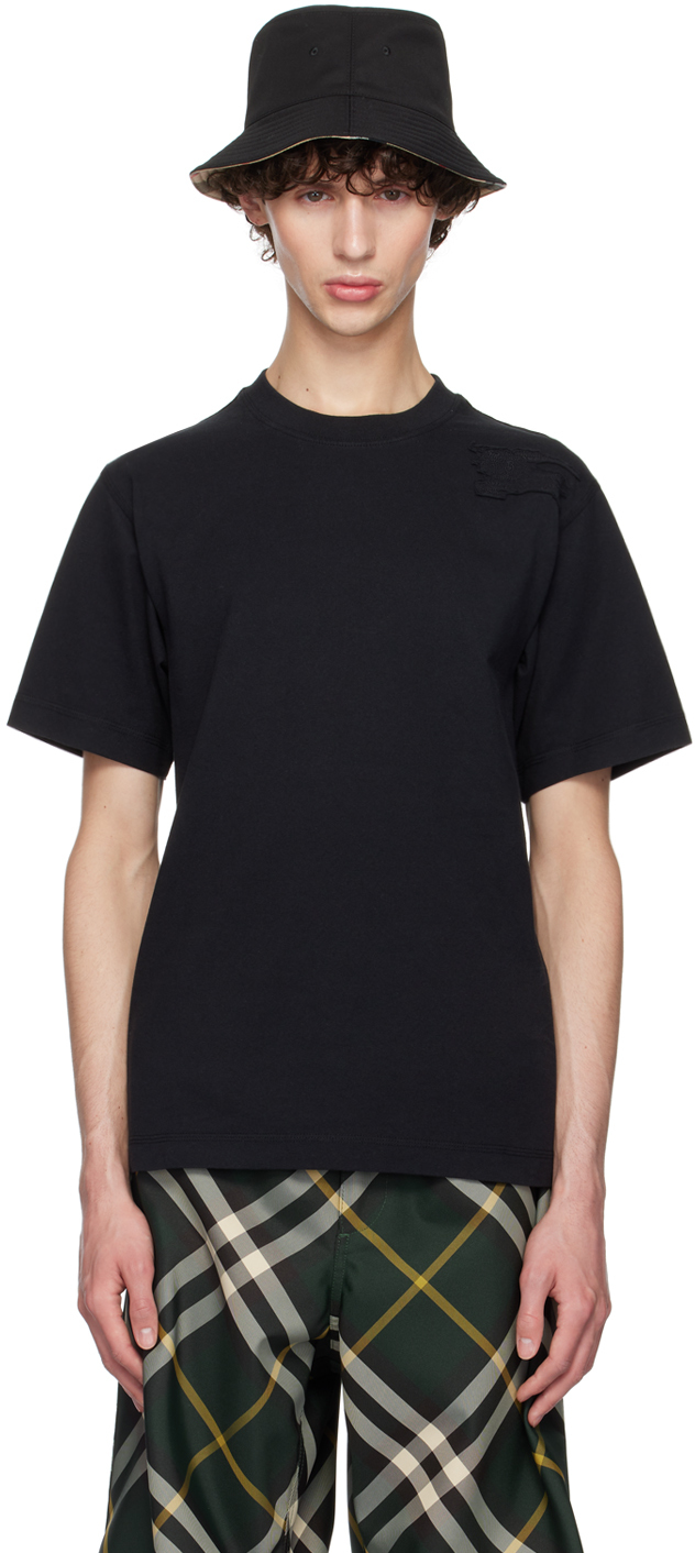 Shop Burberry Black Cotton T-shirt