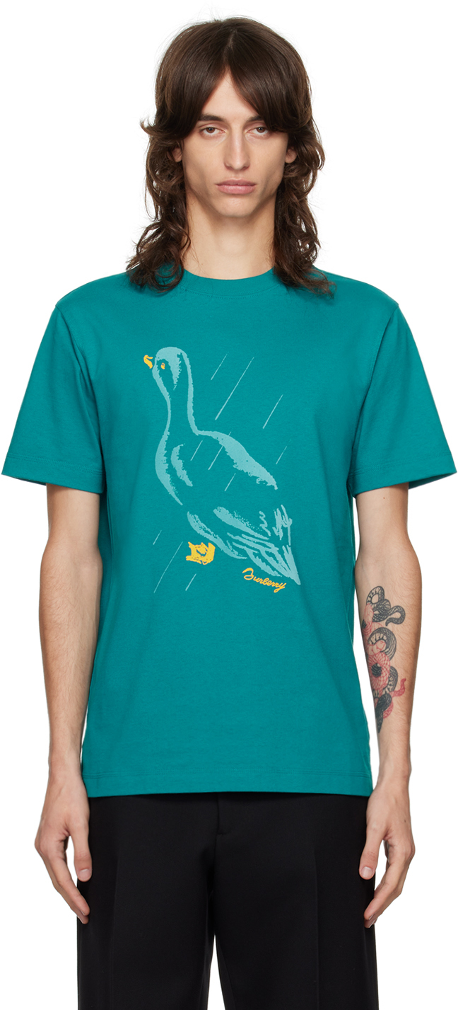 Shop Burberry Blue Duck T-shirt In Kingfisher