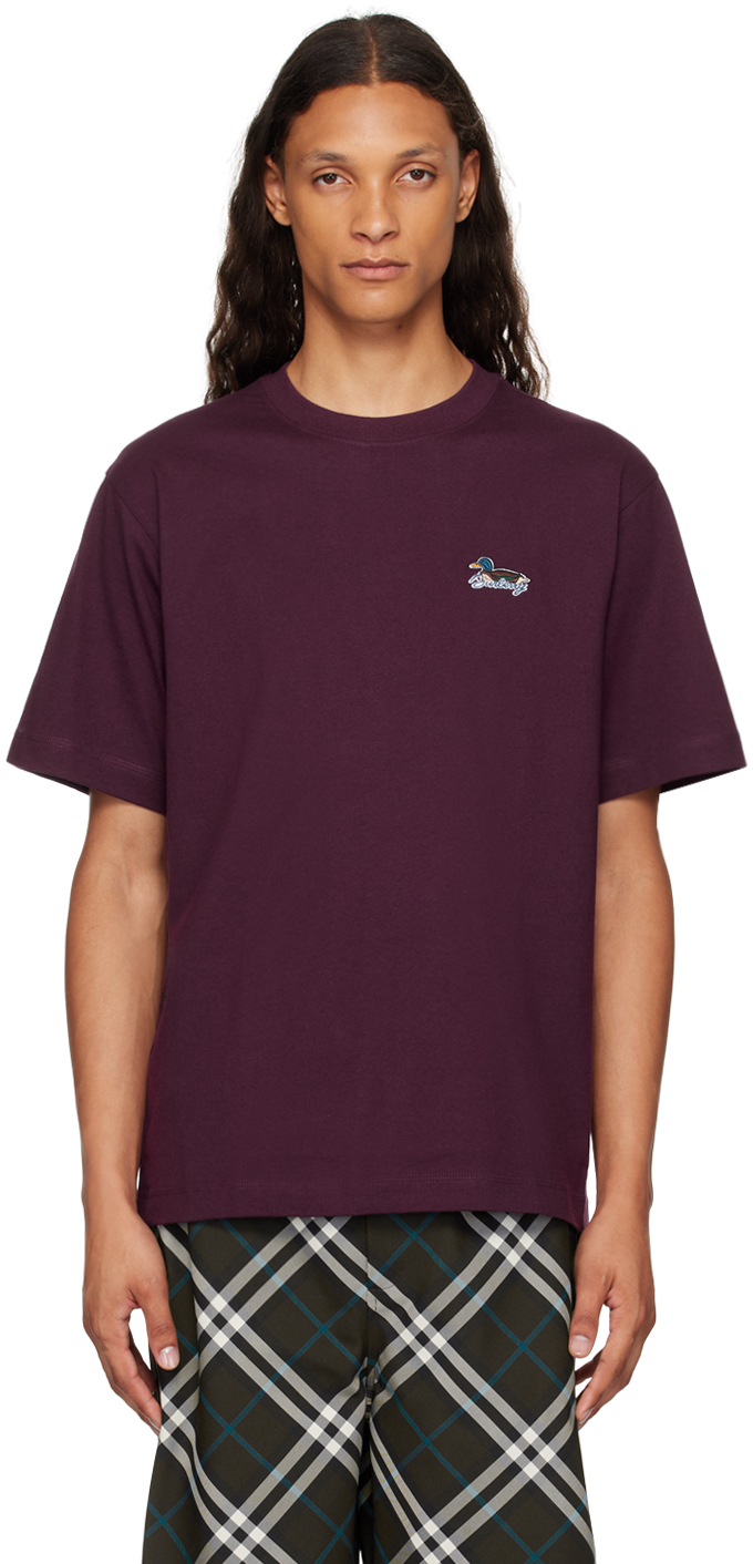 Shop Burberry Purple Cotton T-shirt In Pansy