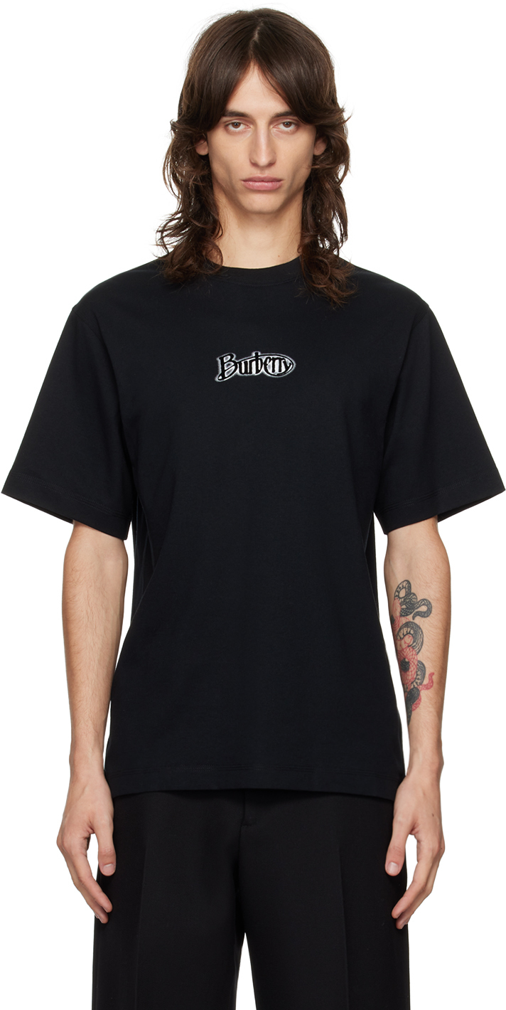 Black Flocked-Logo T-Shirt