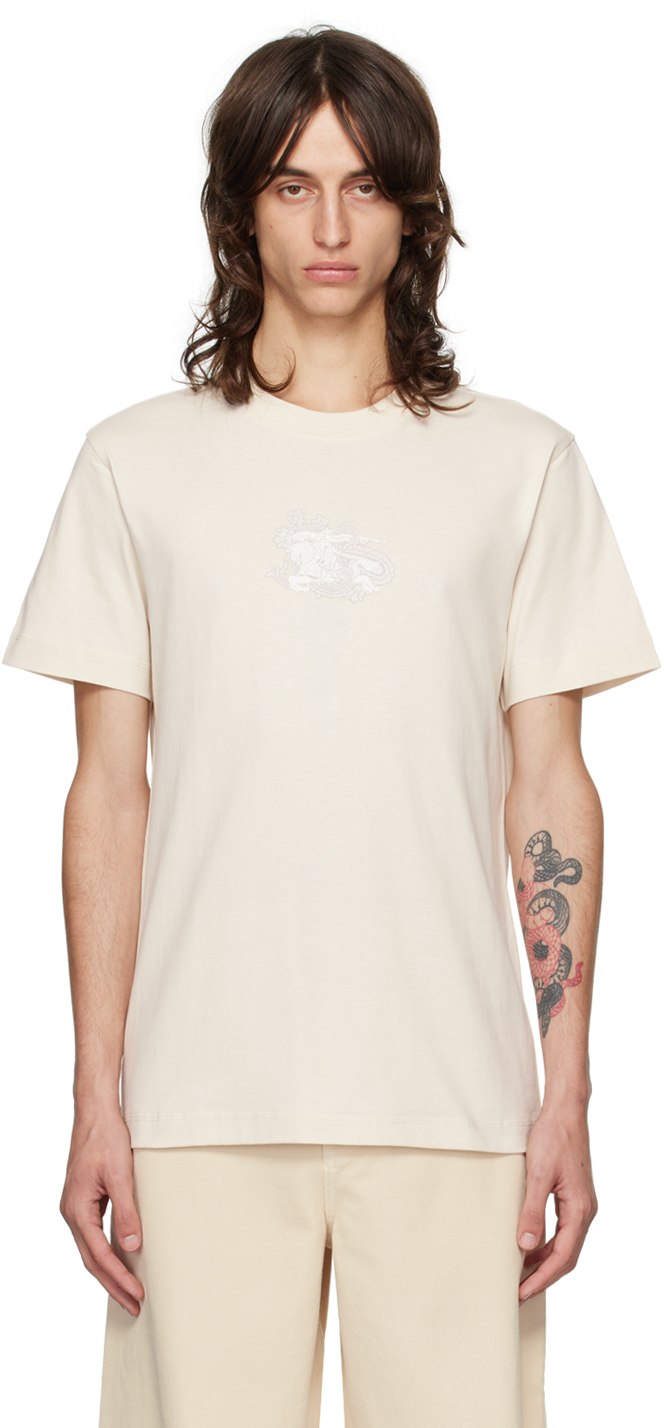 Shop Burberry Beige Paisley Ekd T-shirt In Tundra