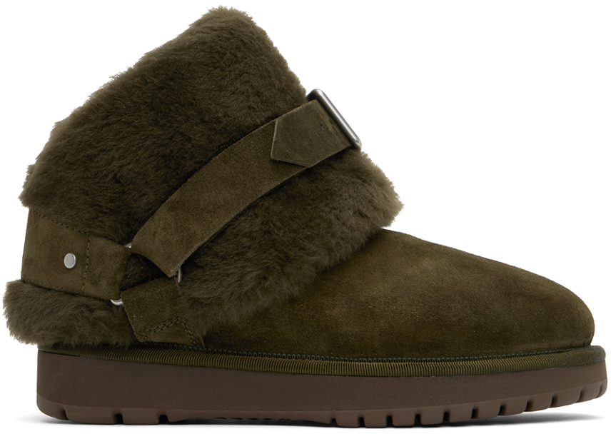 Green Suede & Shearling Chubby Boots