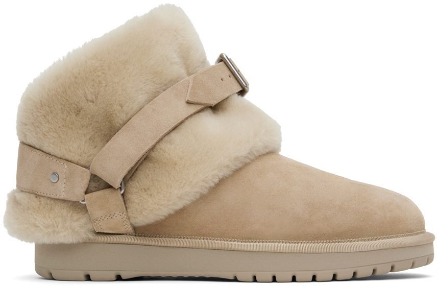 Beige Suede & Shearling Chubby Boots