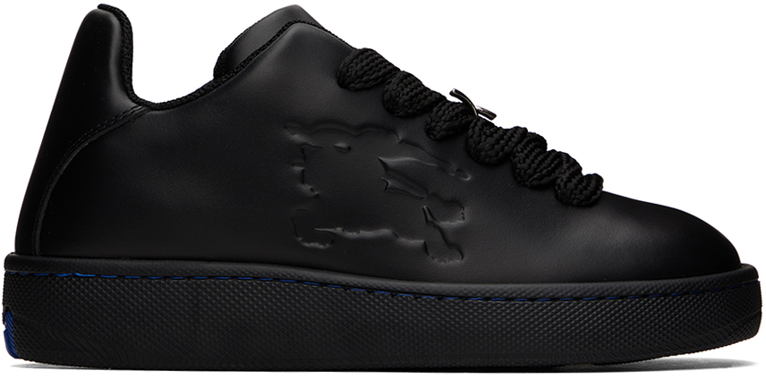 Burberry: Black Leather Box Sneakers | SSENSE