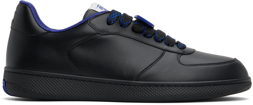 Shop Burberry Black Leather Terrace Sneakers