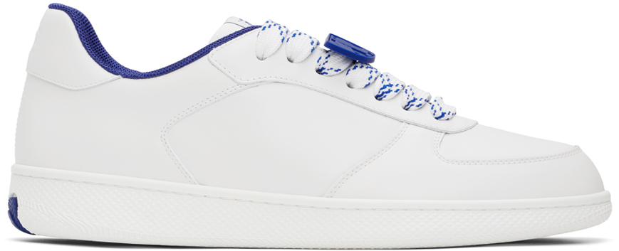 Shop Burberry White Leather Terrace Sneakers