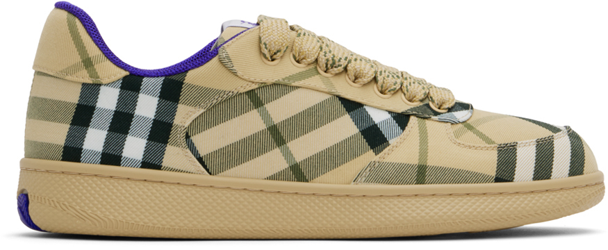 Burberry: Beige Check Terrace Sneakers | SSENSE