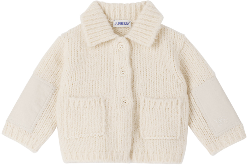 Shop Burberry Baby White Ekd Coat