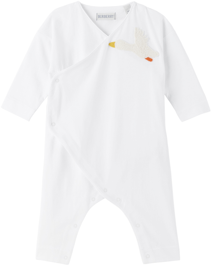 Burberry Baby White Duck Jumpsuit In White