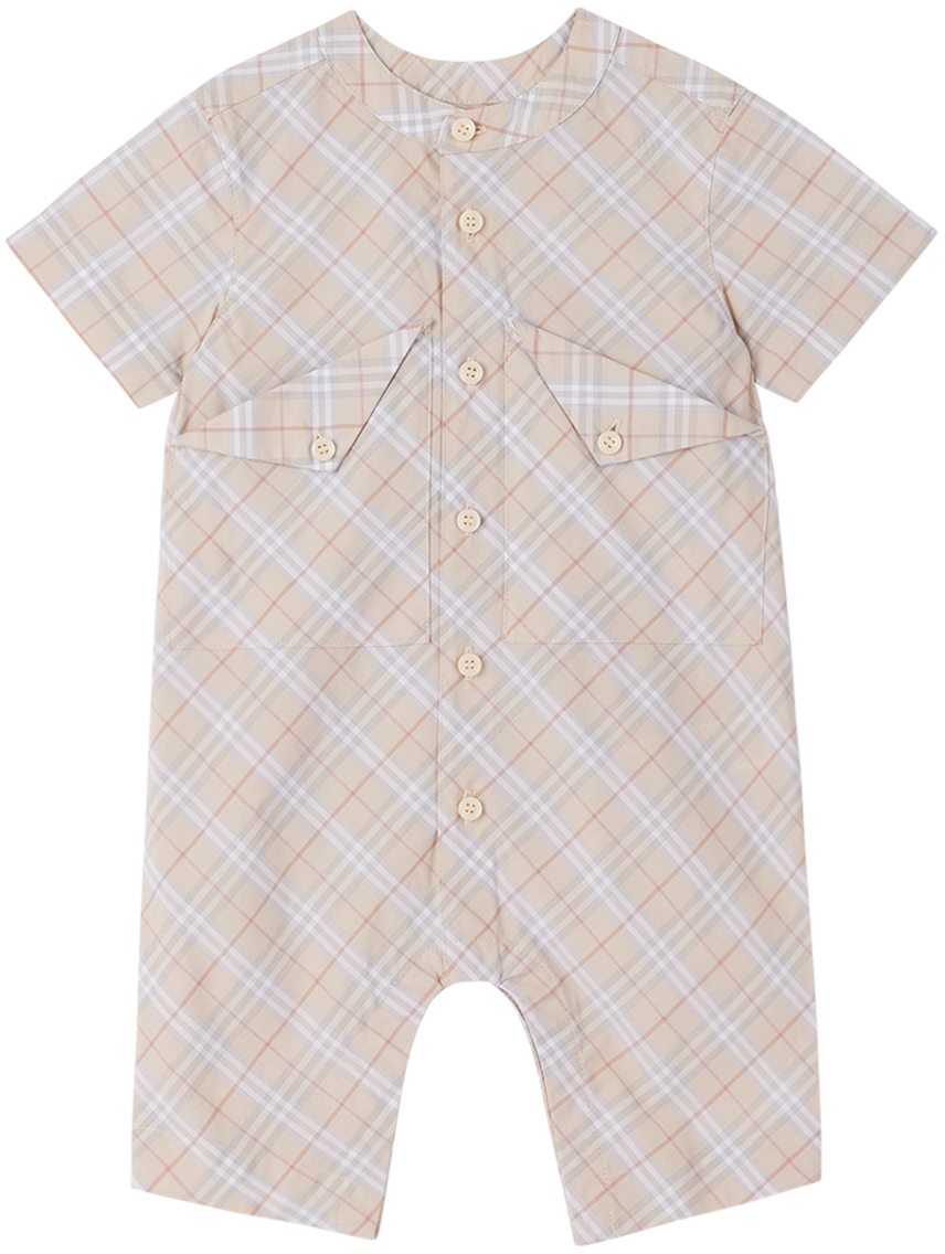 BURBERRY BABY BEIGE CHECK JUMPSUIT 