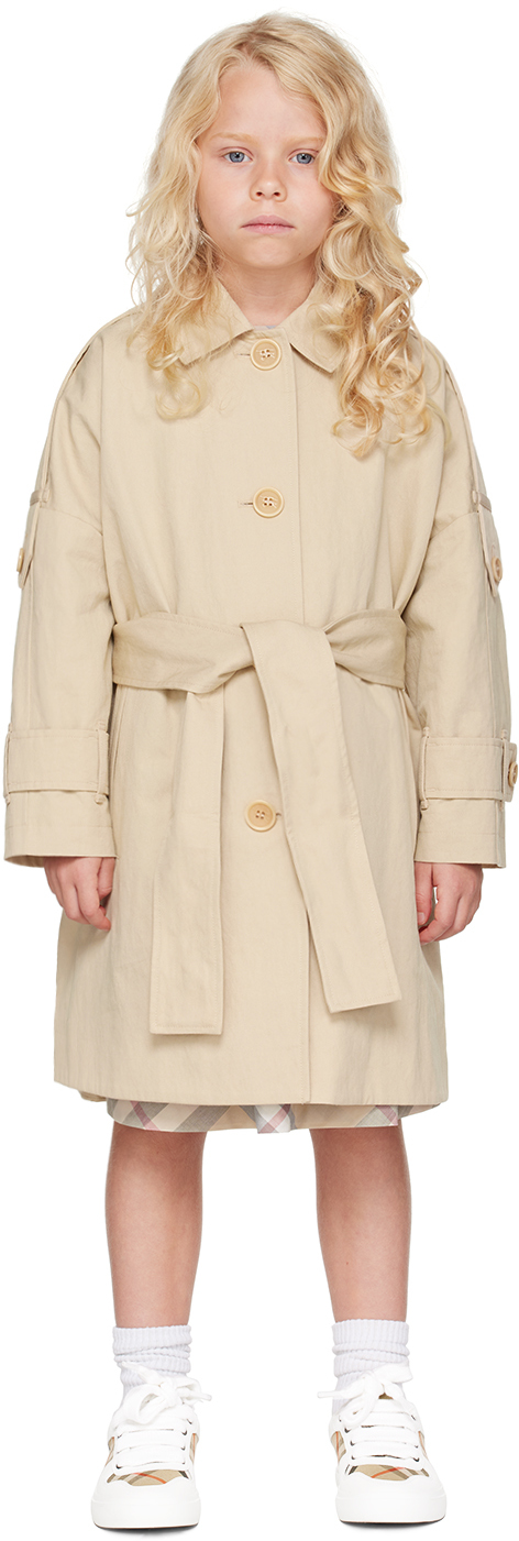 Kids Beige Nylon Cotton Car Coat by Burberry SSENSE Canada