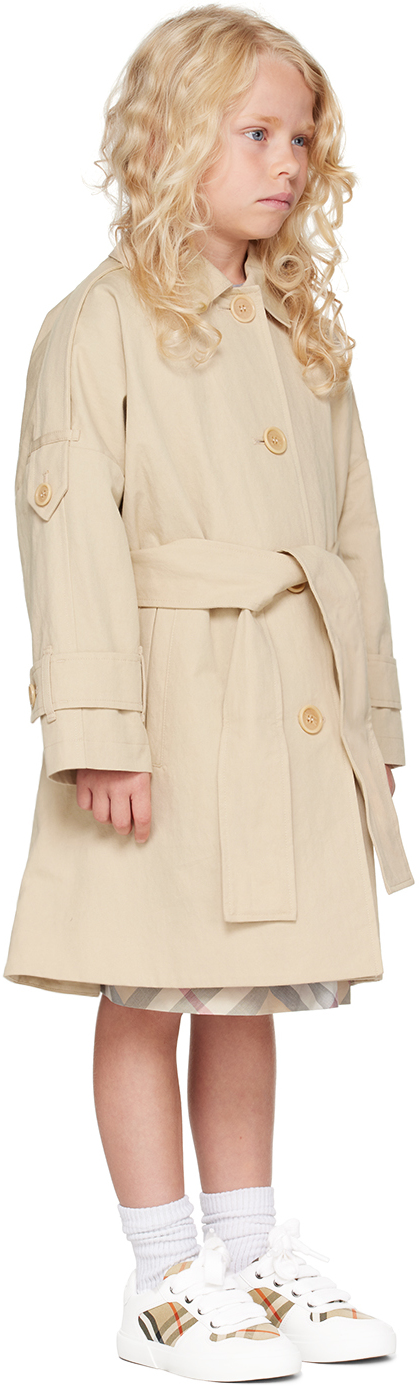 Burberry Kids Beige Nylon & Cotton Car Coat In Pale Stone