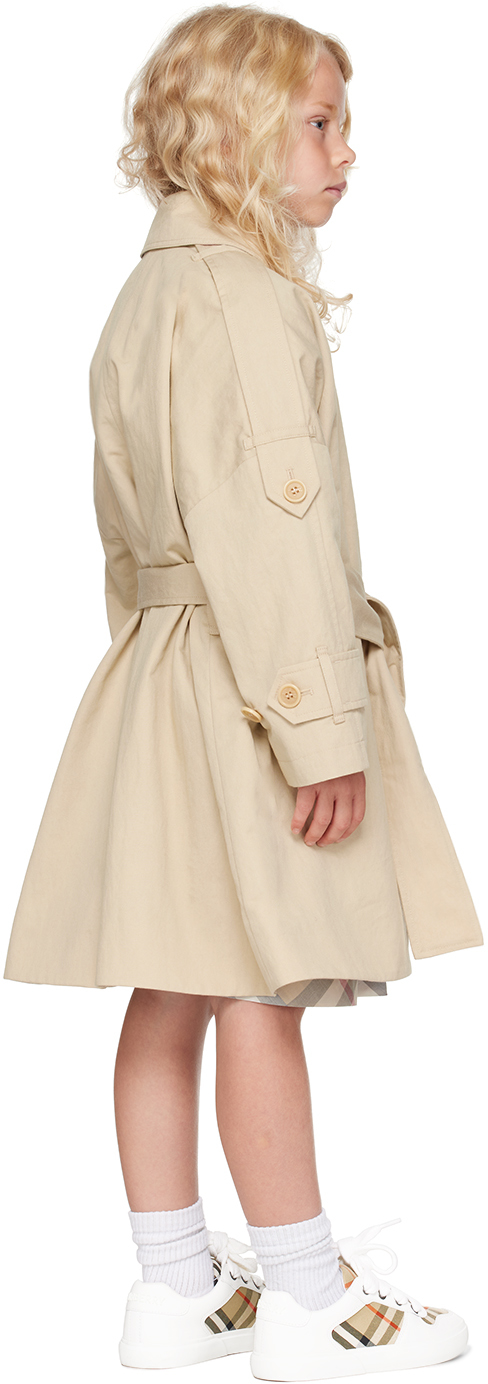 Burberry Kids Beige Nylon & Cotton Car Coat In Pale Stone