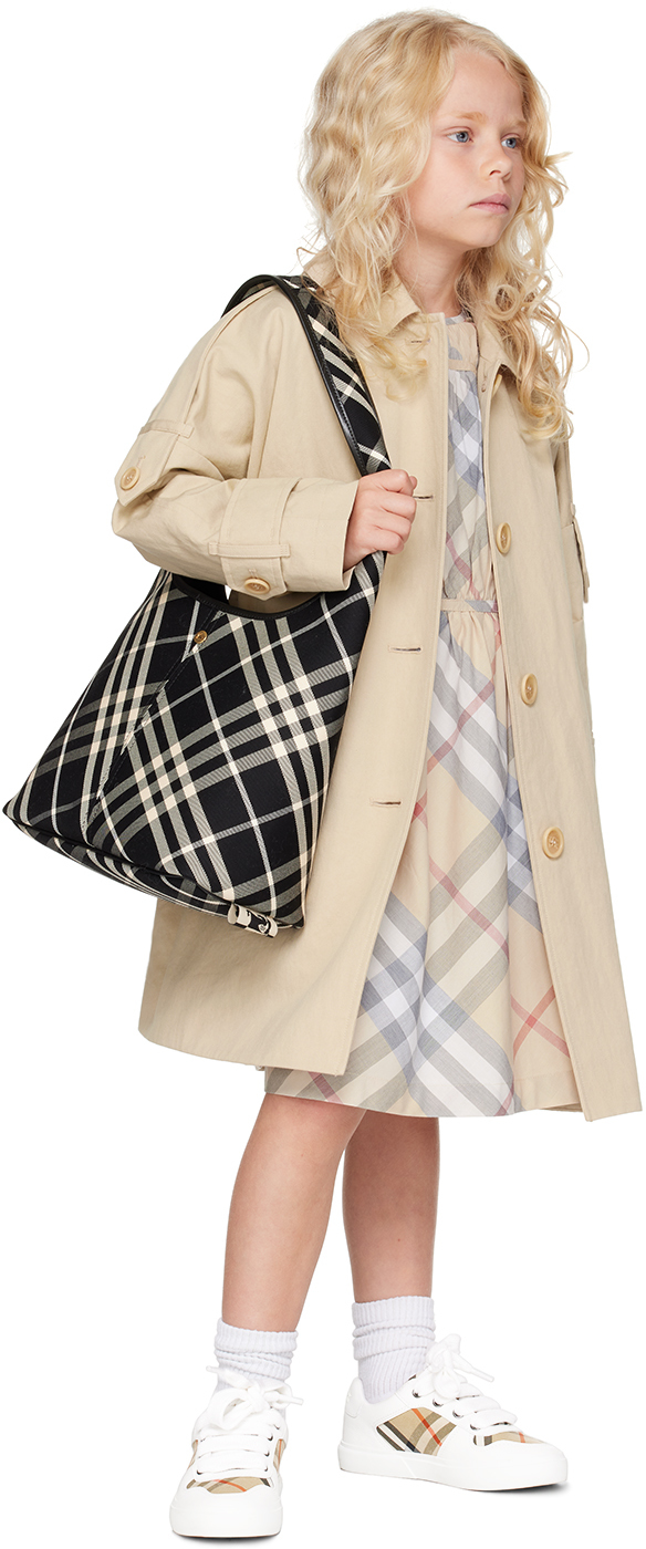 Burberry Kids Beige Nylon & Cotton Car Coat In Pale Stone
