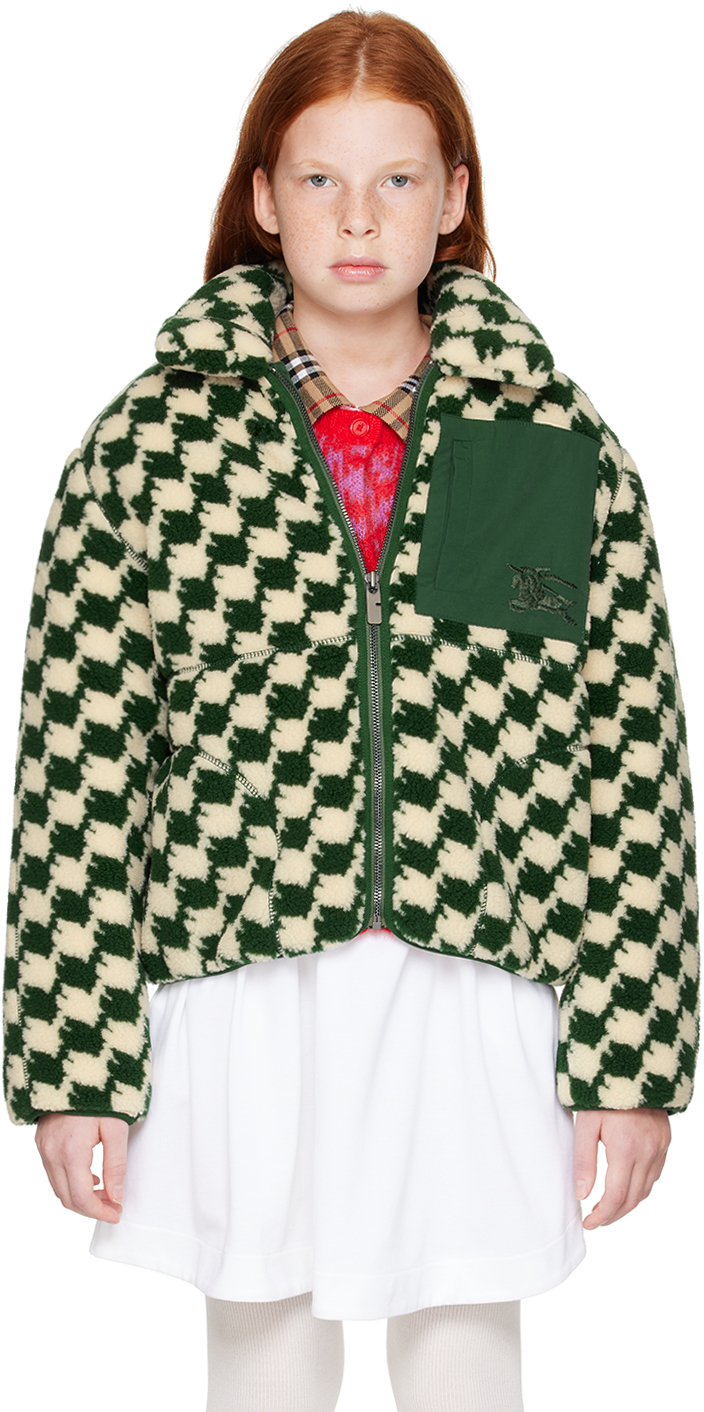 Kids Green Off White Duckstooth Jacket by Burberry SSENSE