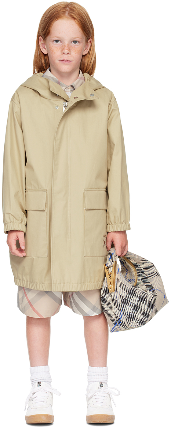 Shop Burberry Kids Khaki Lightweight Coat In Hunter