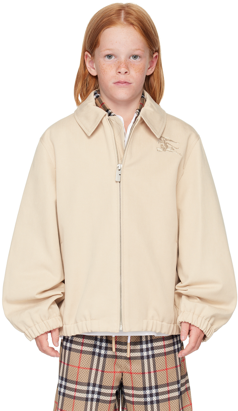 Burberry Kids Beige Harrington Jacket In Pale Stone