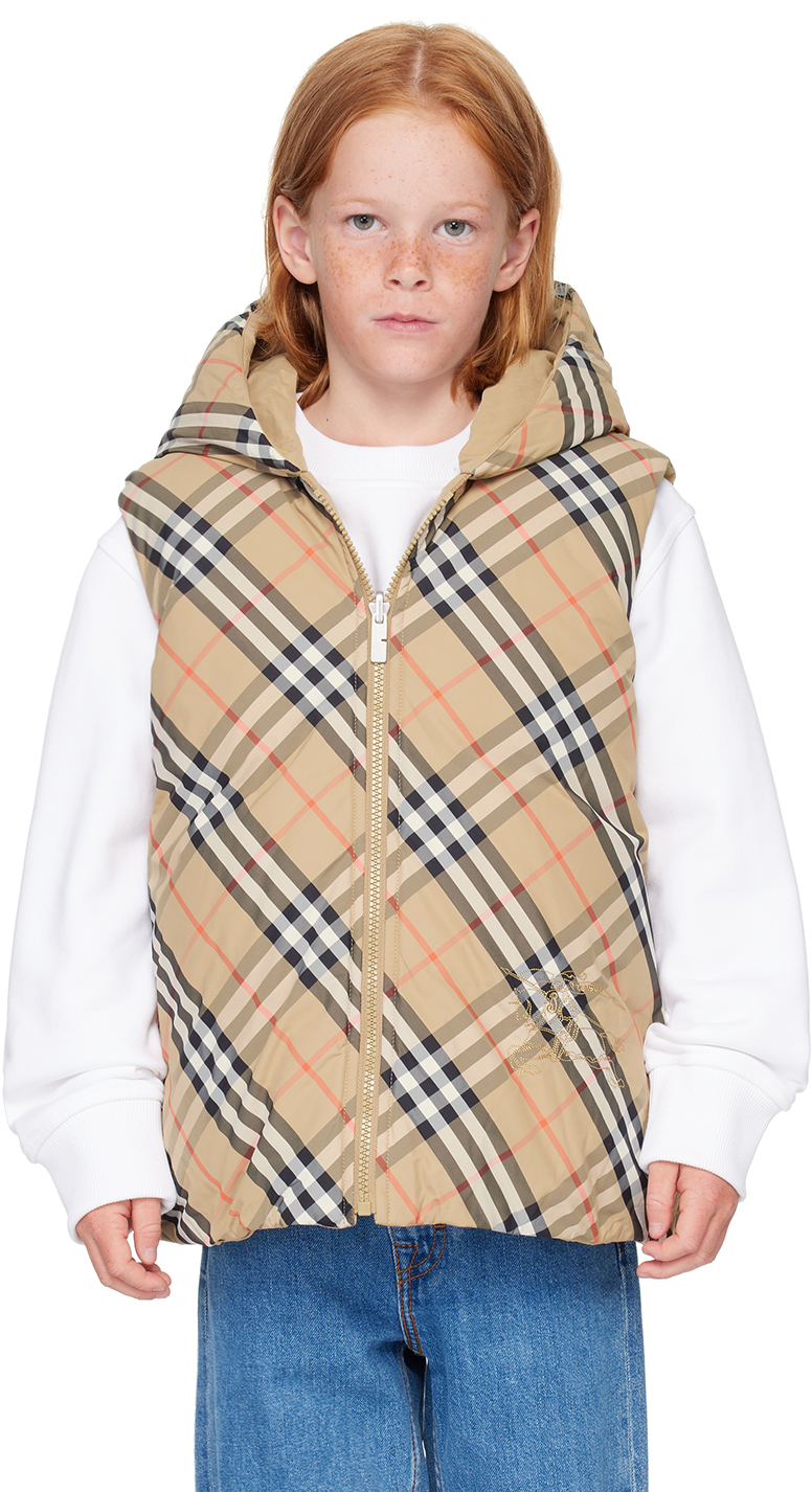 Kids Beige Reversible Check Vest by Burberry SSENSE