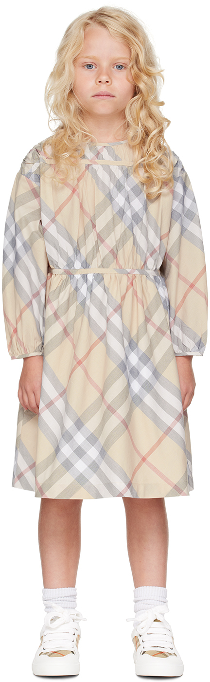 Kids Beige Check Dress by Burberry on Sale