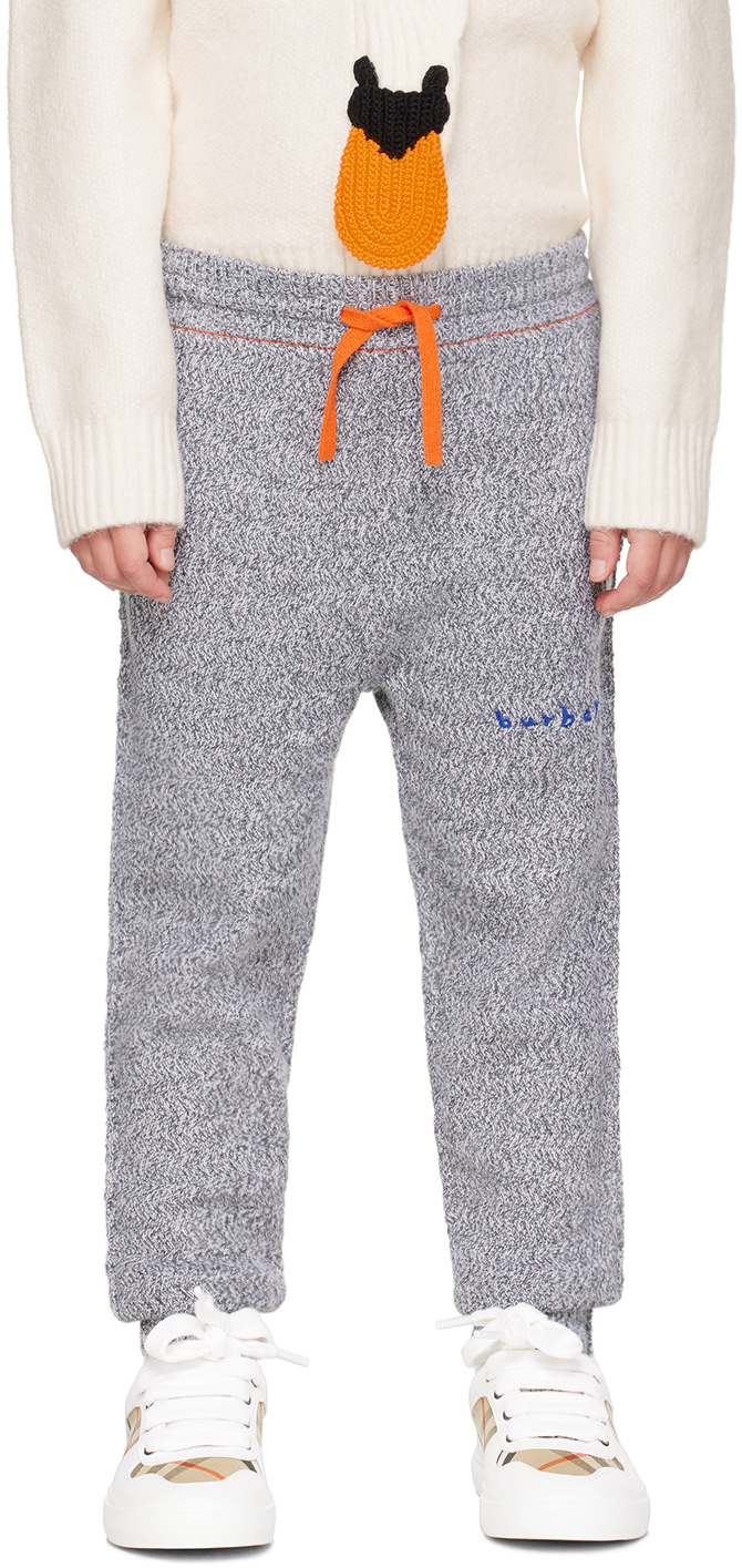 Burberry Kids Grey Wool & Cotton Sweatpants In Grey Melange