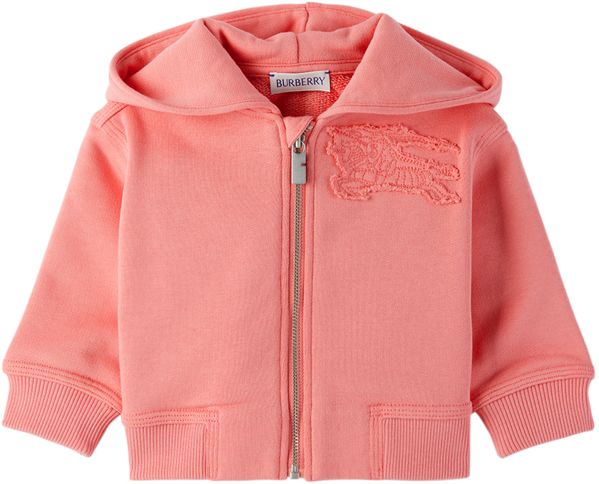 Burberry Baby Pink Ekd Zip Hoodie In Pale Hibiscus