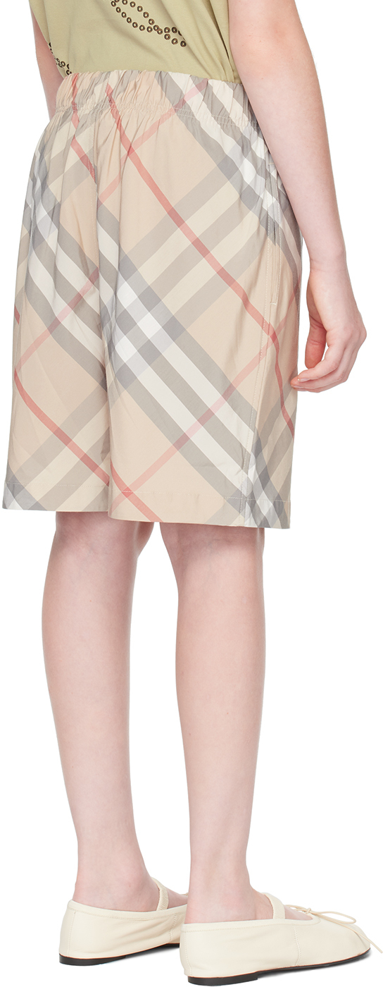 Burberry Kids Beige Check Cotton Blend Shorts In Pale Stone Ip Check
