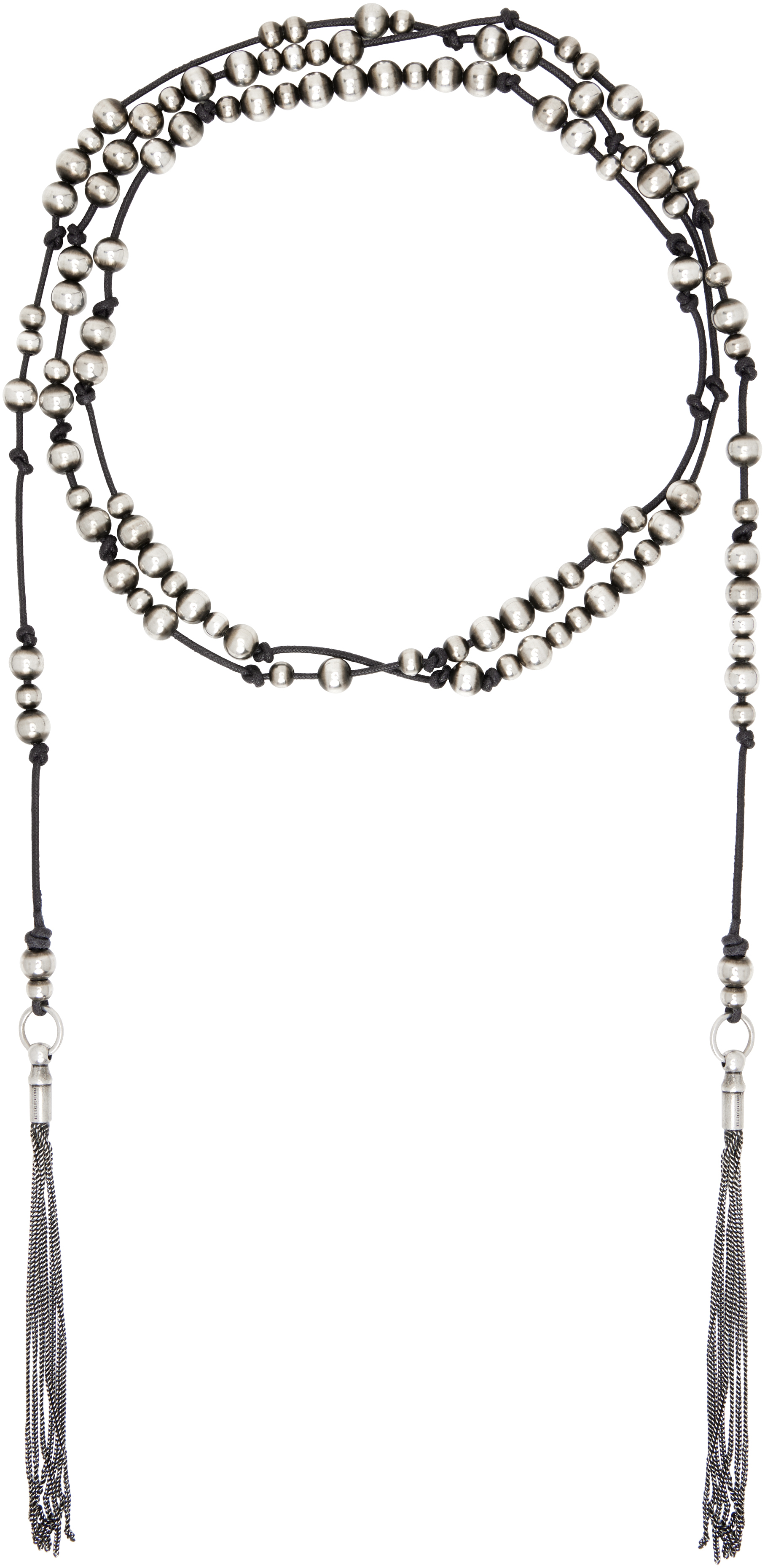 Shop Ann Demeulemeester Silver Elida X-long Cord Necklace In 070 Antique Silver