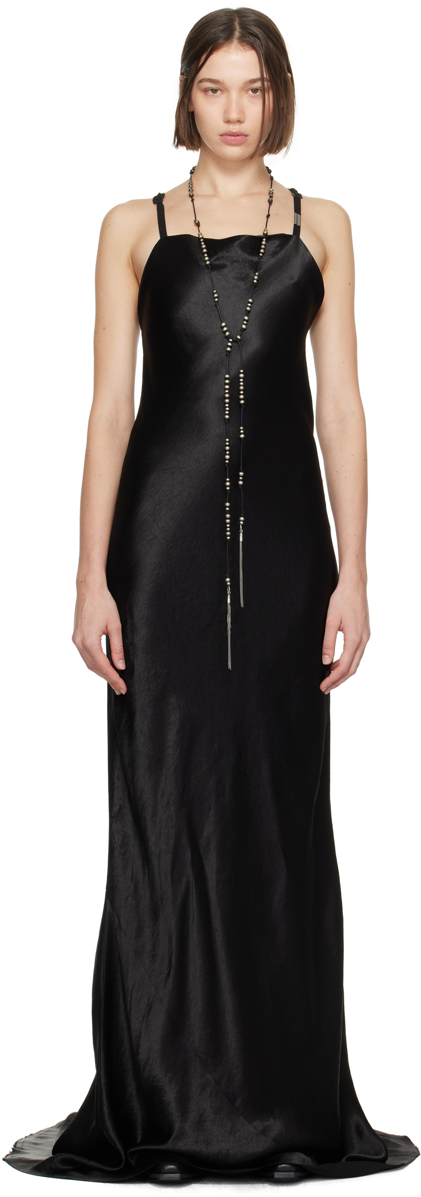 Shop Ann Demeulemeester Black Sara Long Slip Dress In 099 Black