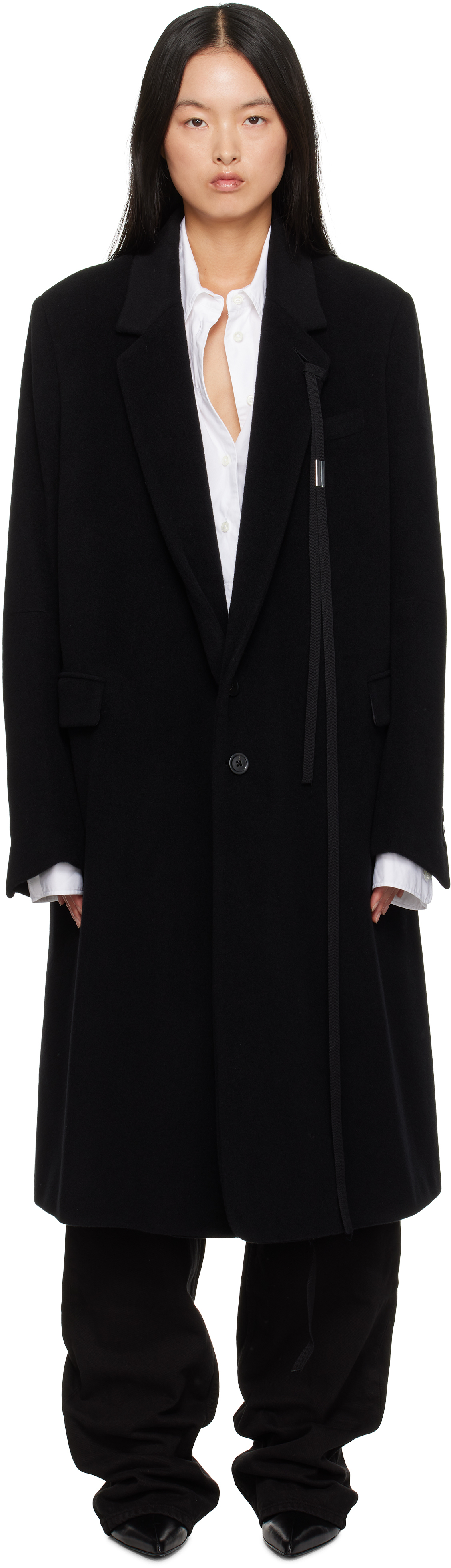 Shop Ann Demeulemeester Black High-comfort Tailored Coat In 099 Black