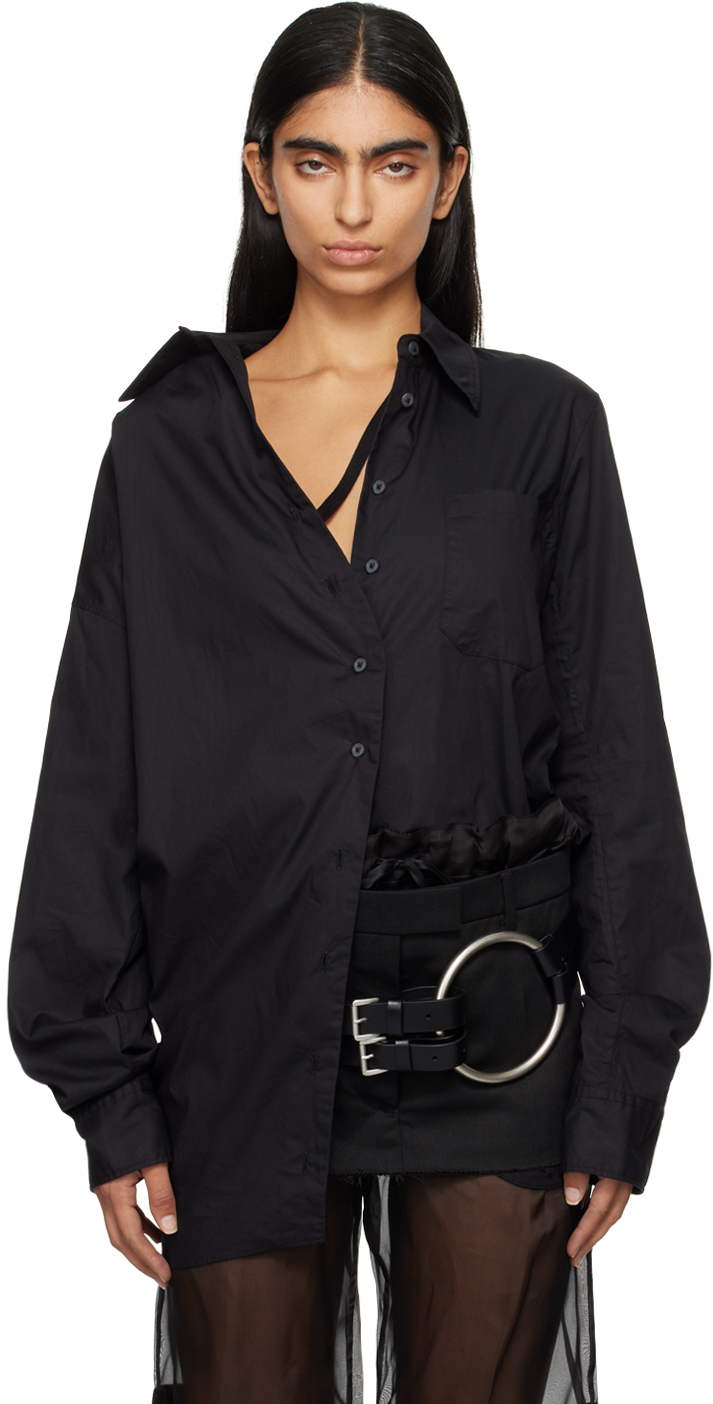 Shop Ann Demeulemeester Black Daria Drop Shoulder Shirt In 099 Black