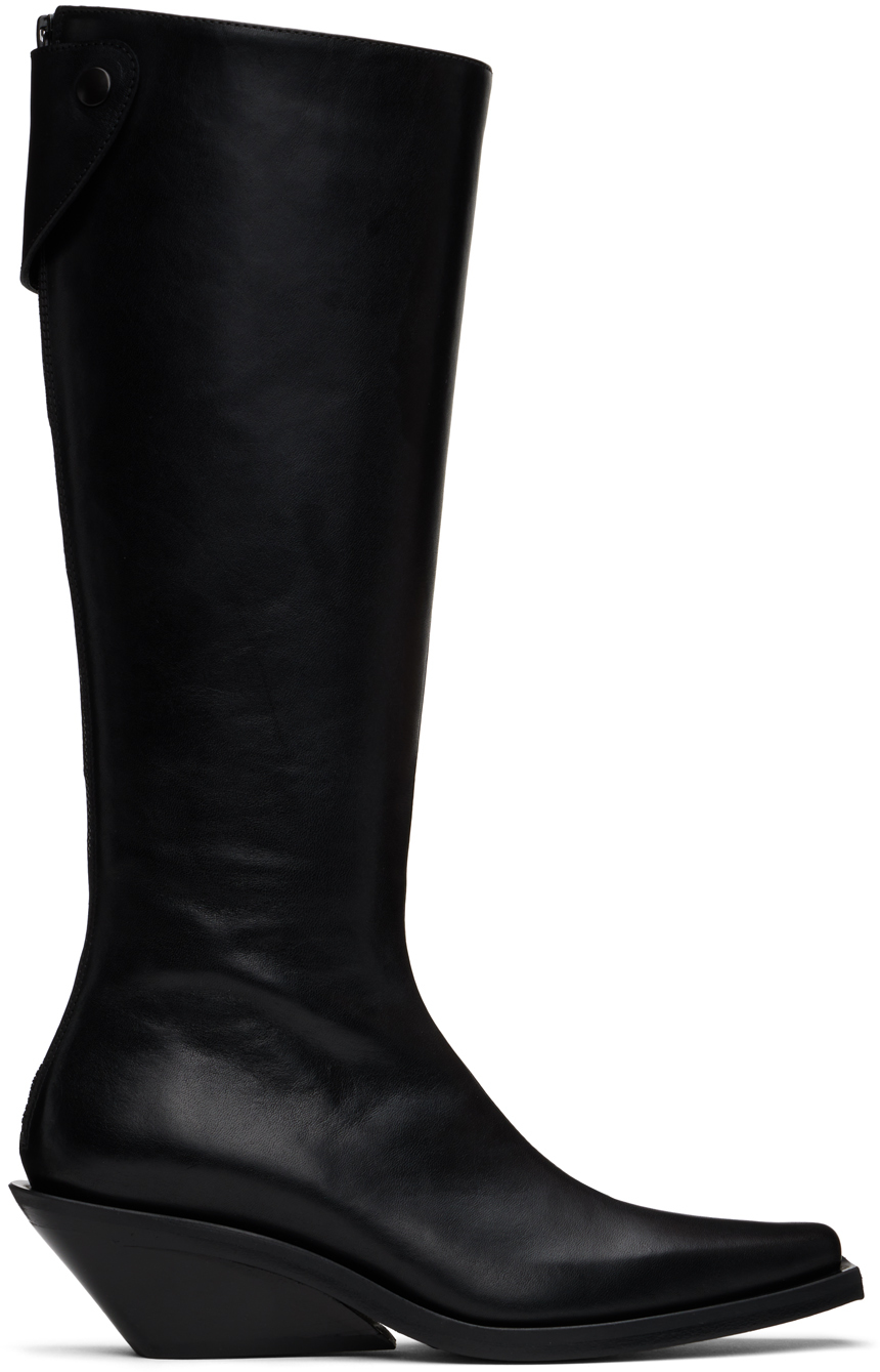 Ann Demeulemeester Black Auke Pointy Medium Heel Tall Boots