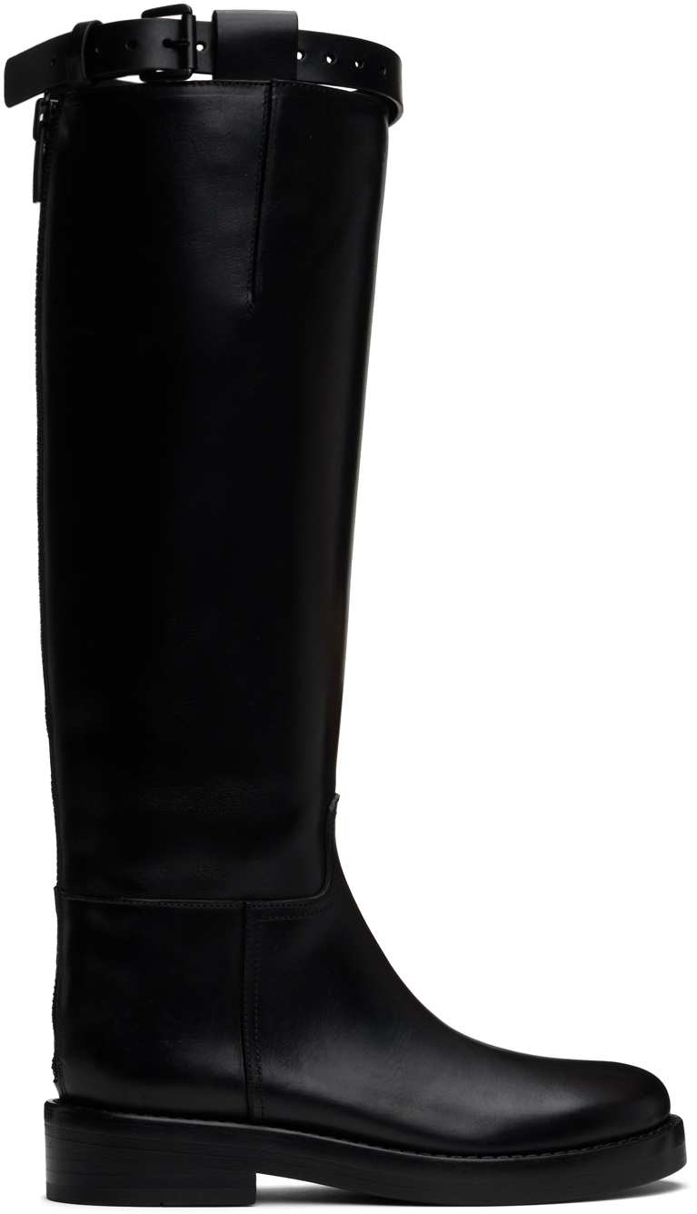 ANN DEMEULEMEESTER BLACK STAN RIDING TALL BOOTS