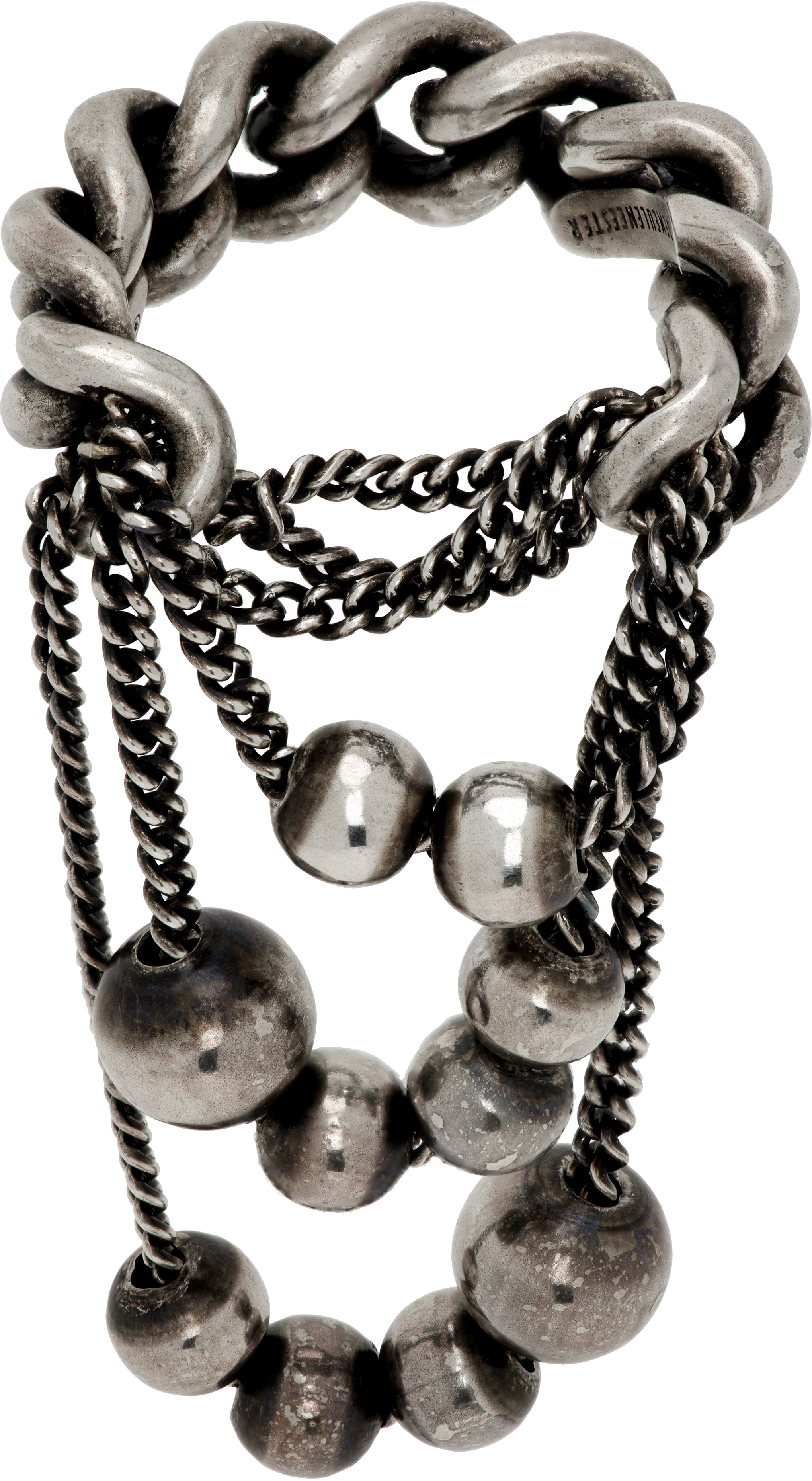 Silver Arvo Multi Chains Pearls Ring