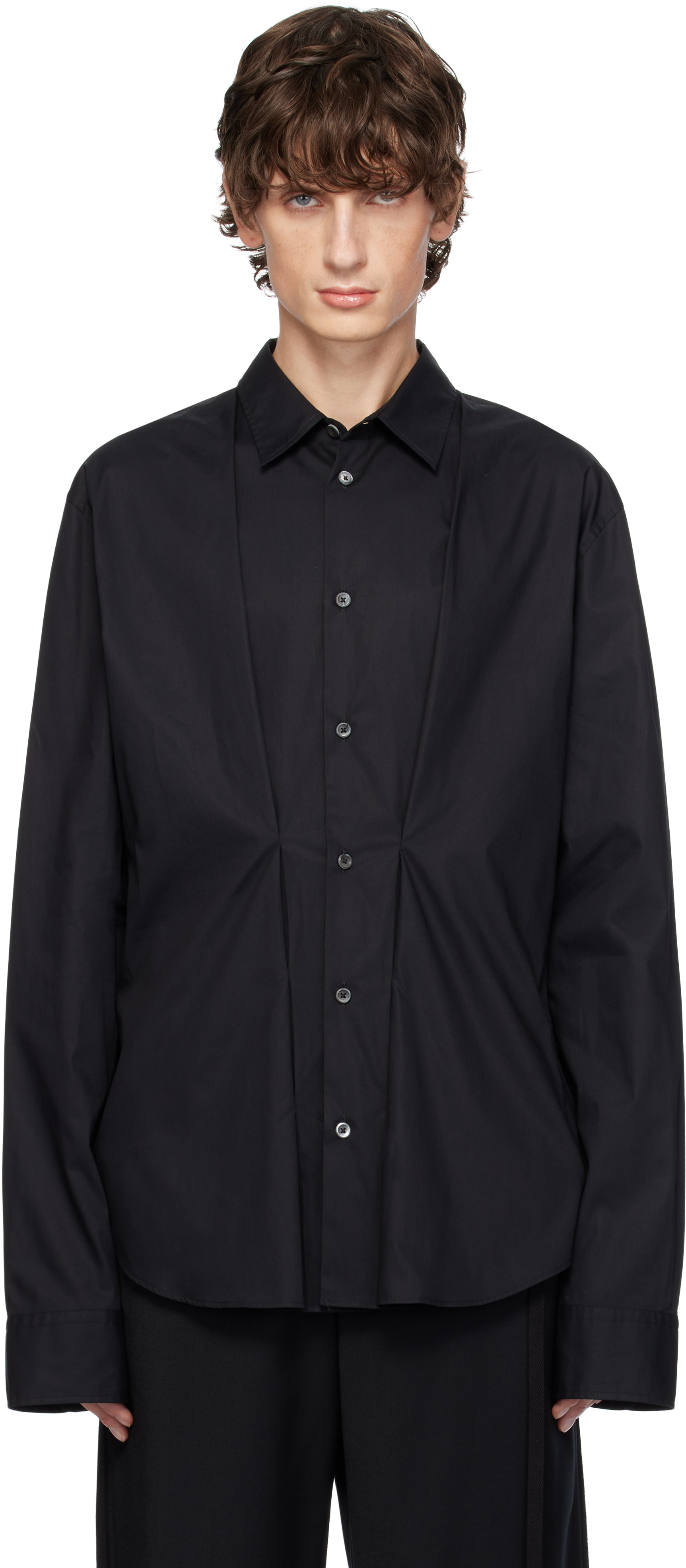 Black Thorben Double Closure Fitted Shirt