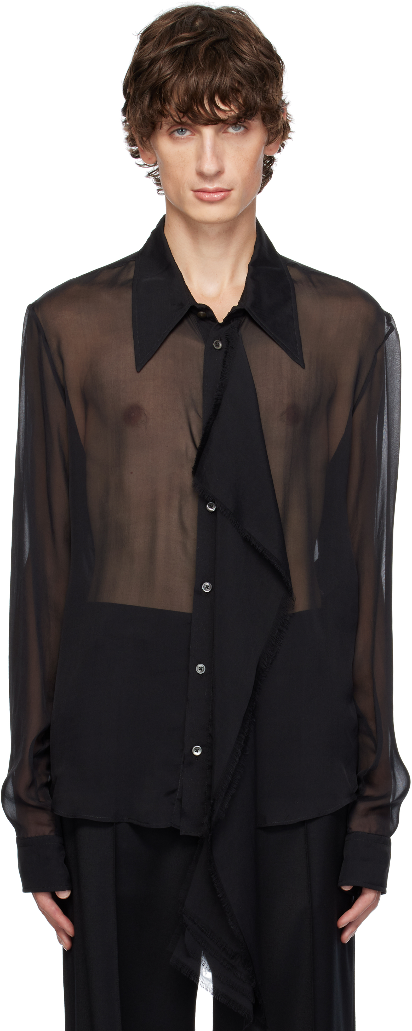 Black Bjarn Ruffled Panel Shirt