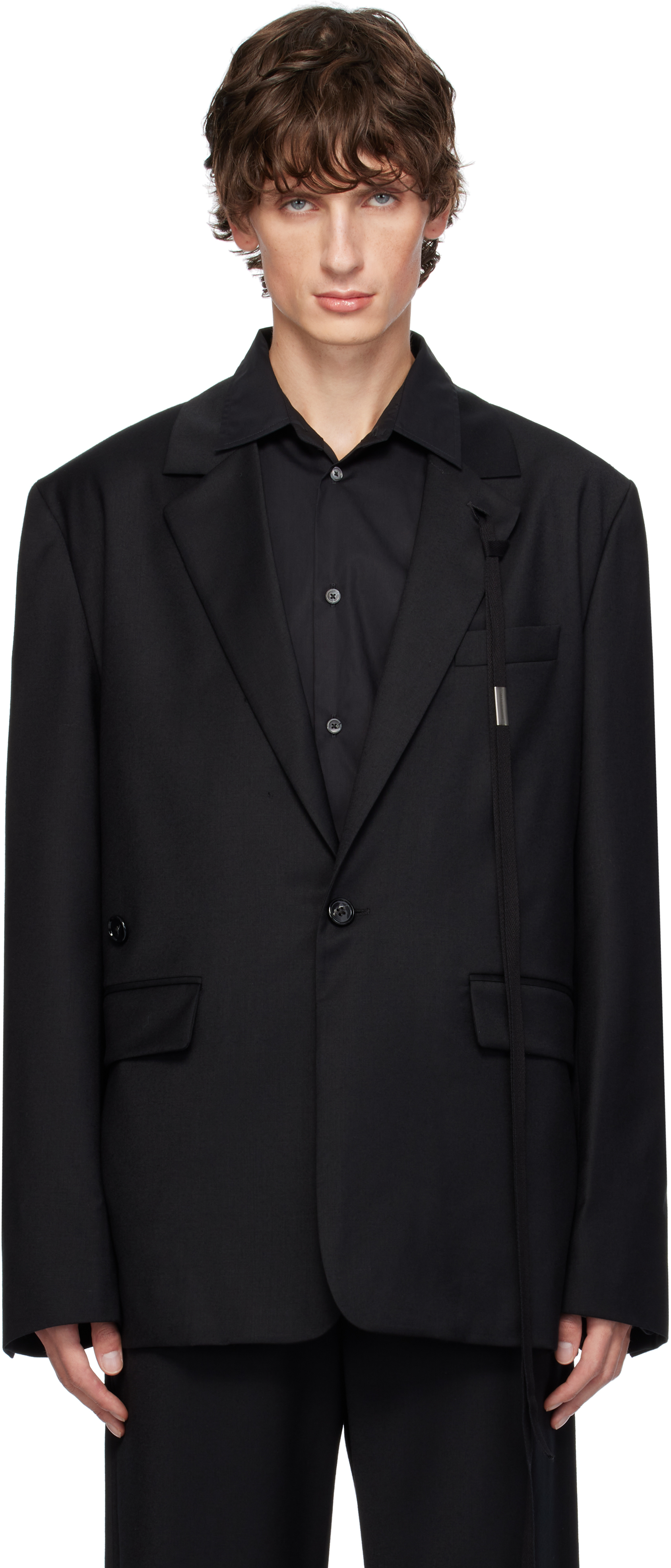 Shop Ann Demeulemeester Black Thor Asymmetric Tailored Blazer