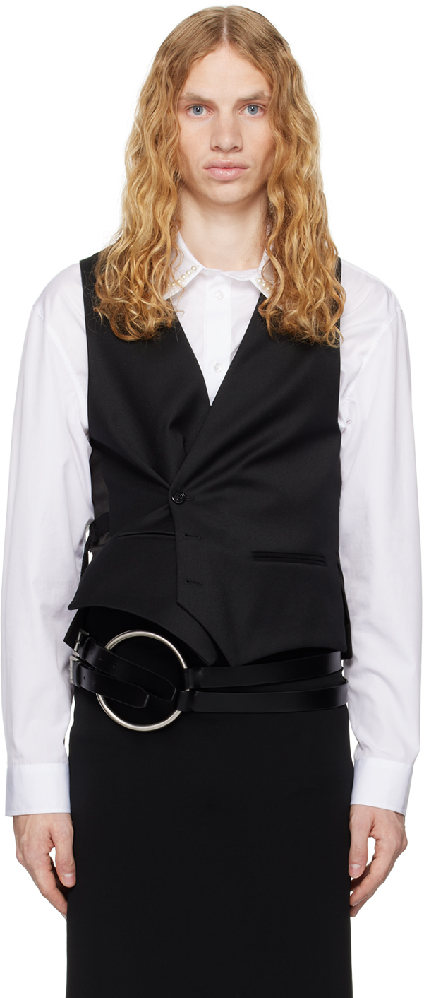 Black Ove Asymmetric Closure Waistcoat