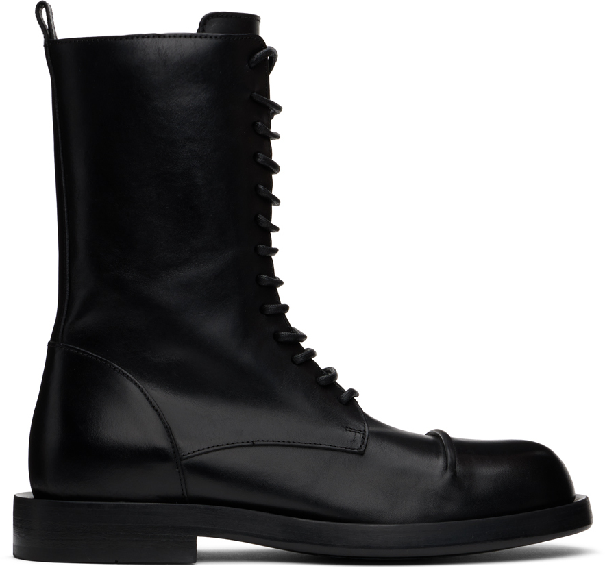 Black Gillian Pintuck Combat Boots