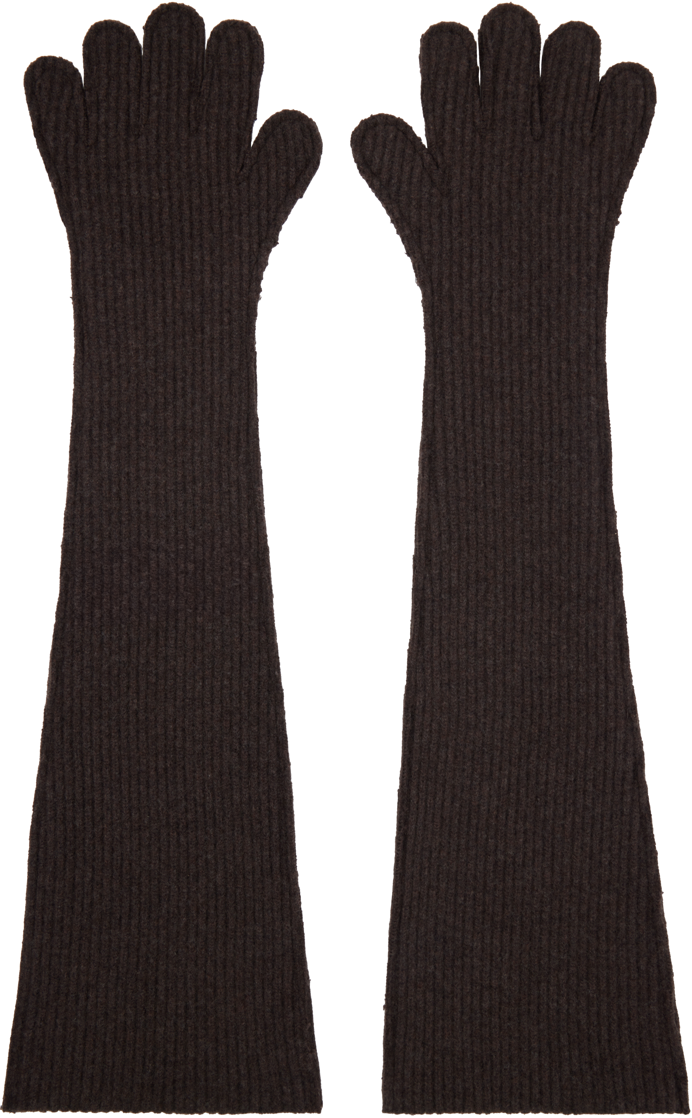 Shop Marni Brown Oversized Wool Gloves In 00m71 Chestnut