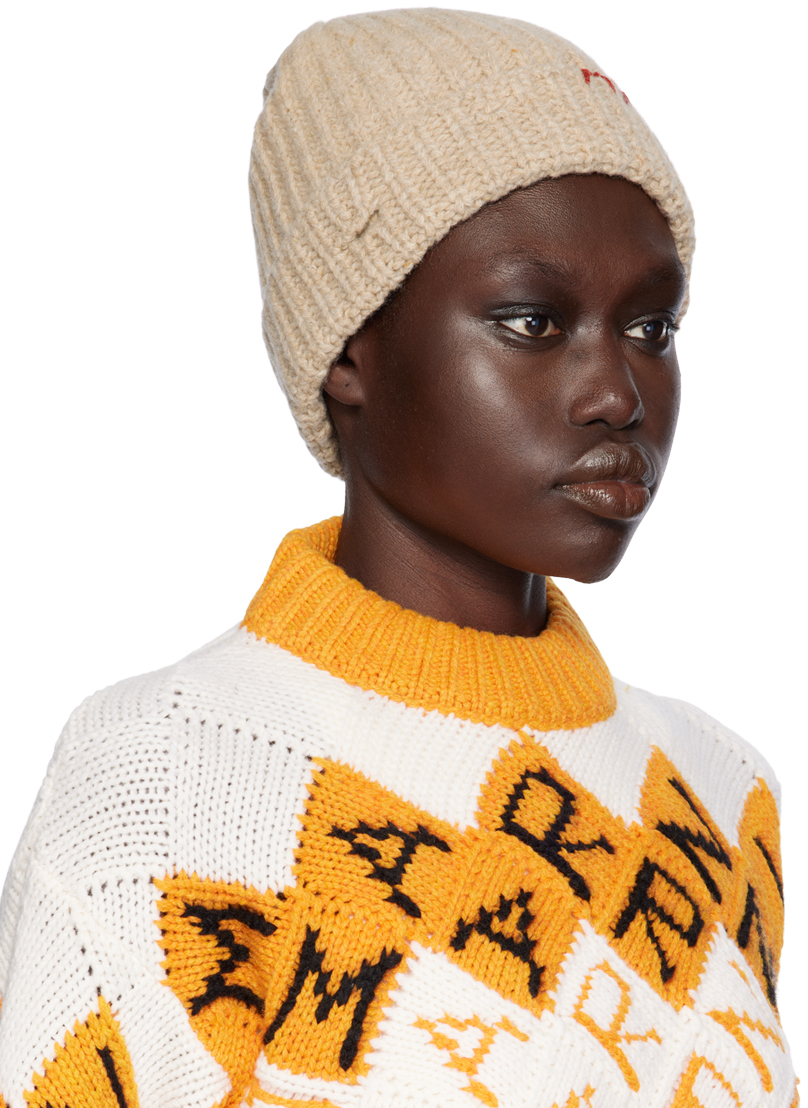 Marni Beige Shetland Wool Beanie In 00w32 Moccasin
