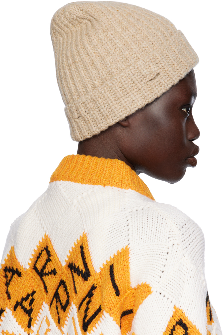 Marni Beige Shetland Wool Beanie In 00w32 Moccasin