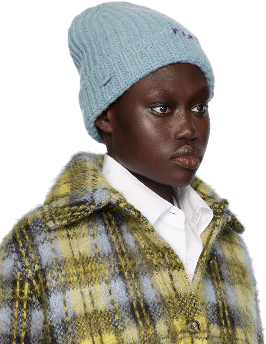Marni Blue Shetland Wool Beanie In 00b29 Smoke Blue