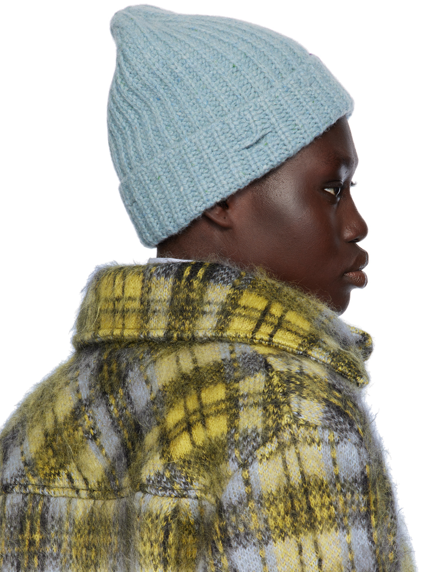 Marni Blue Shetland Wool Beanie In 00b29 Smoke Blue